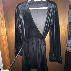 Zara Black Velvet Wrap Dress